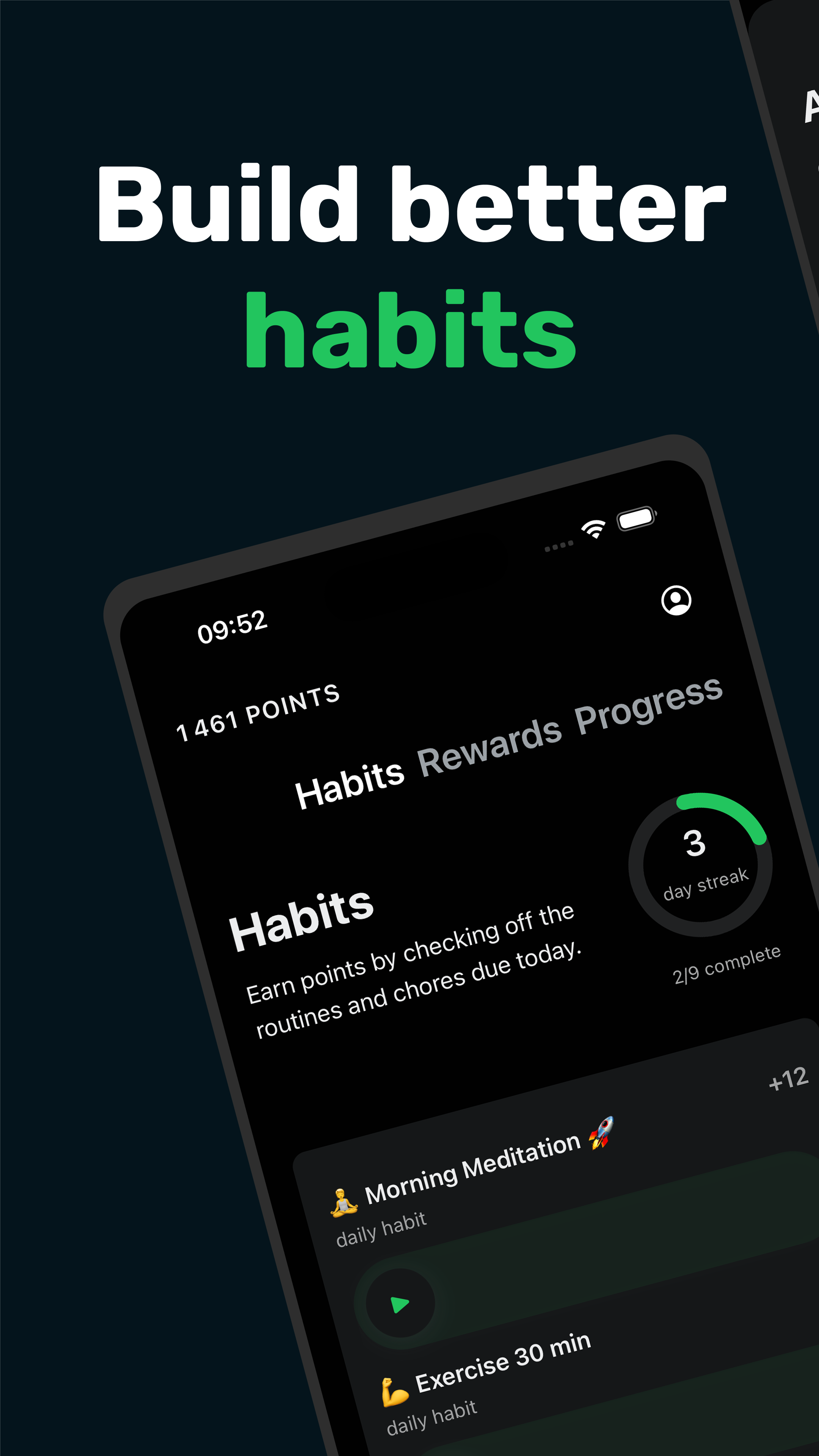 Habits app home screen with daily overview